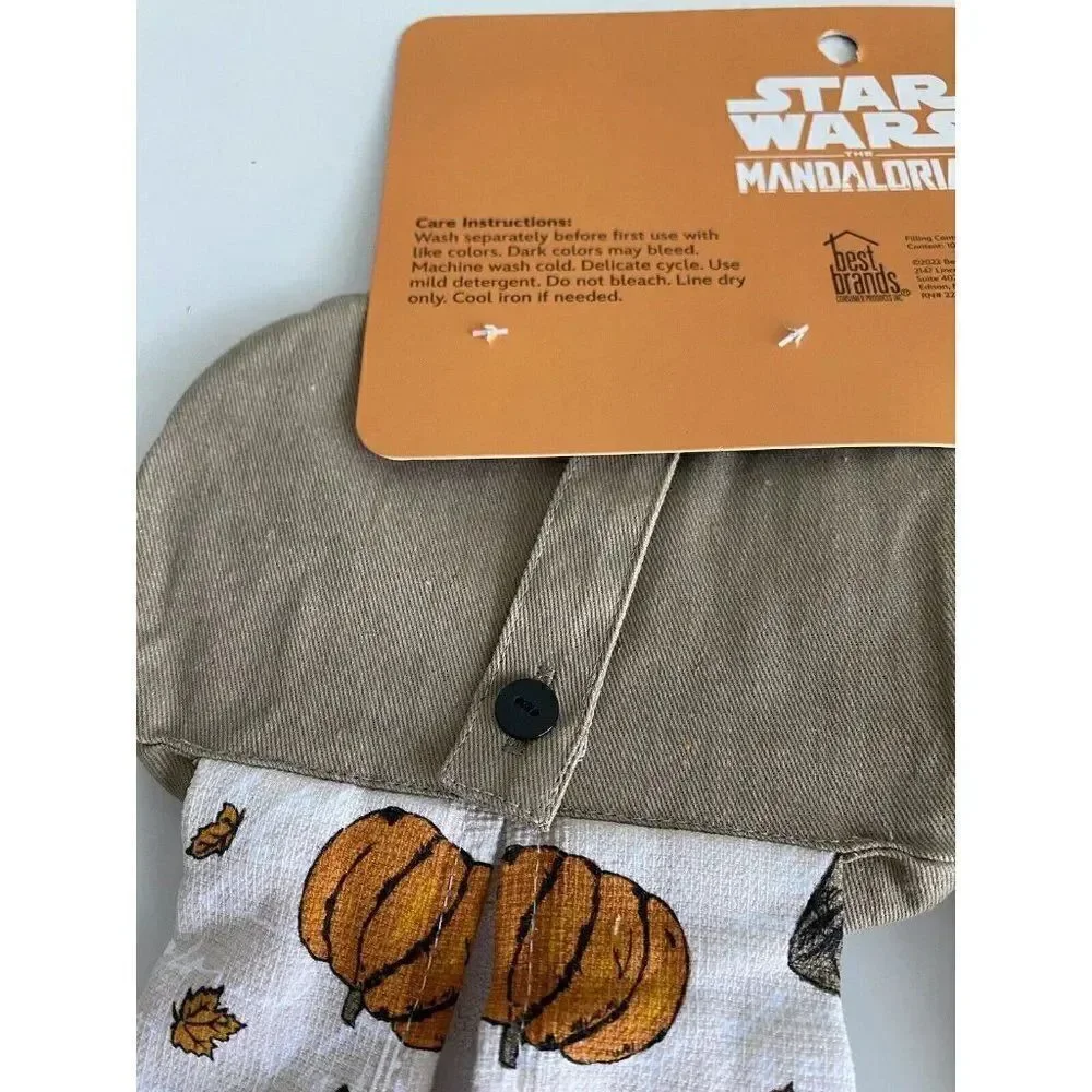 Set Of 2 Disney Baby Yoda Grogu Pumpkin Fall Autumn Kitchen Hanging Towels NEW‎